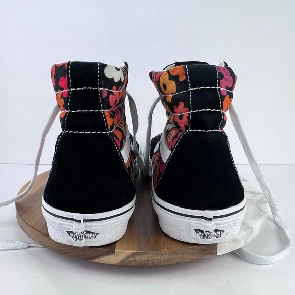 EUC Vans Flower Black/Red/Orange Canvas/Suede Floral Skater Sneakers Men\'s 11 main image 6